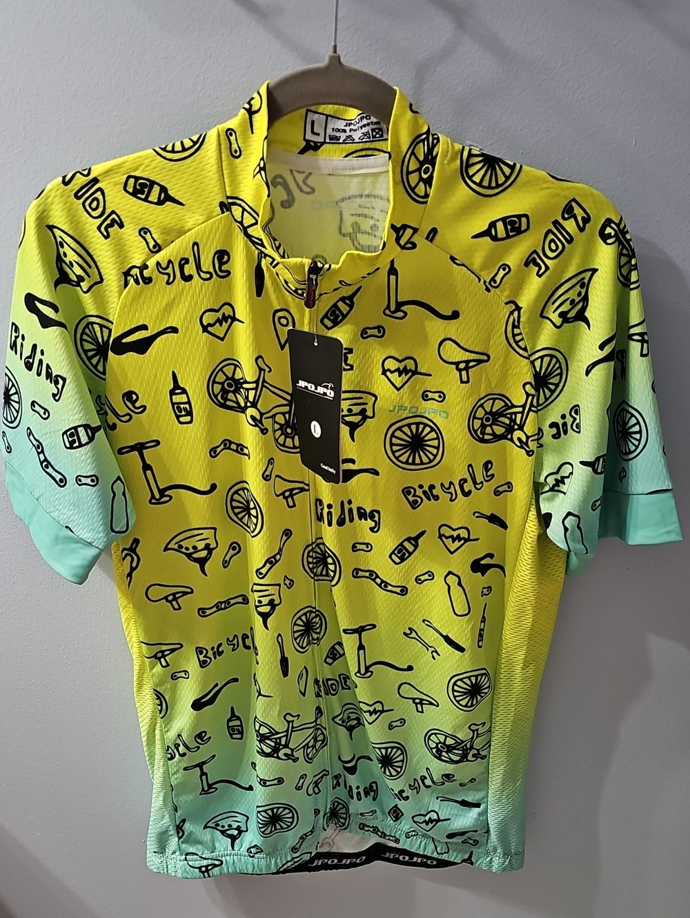 Cycling Jersey - Yellow Green Gradient Short Sleeve Shirt LG